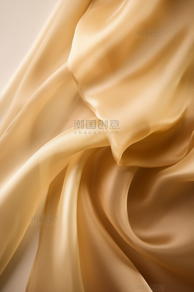 高端大气简约金色薄丝绸丝质金属质感流体布料绸缎背景