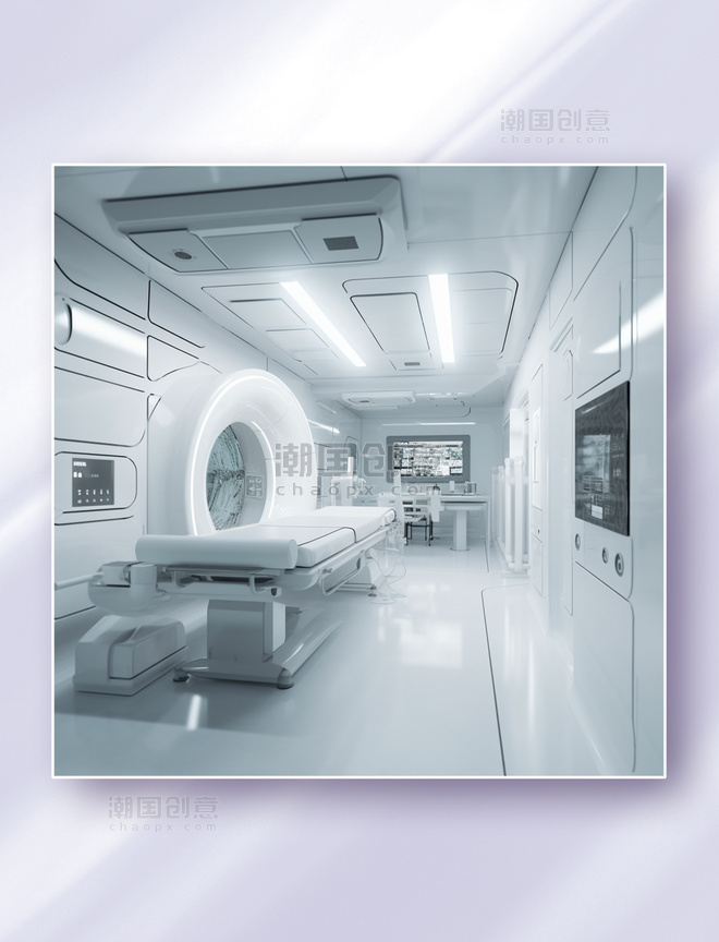 白色先进医疗室的X光医疗检测设备器械摄影图摄影