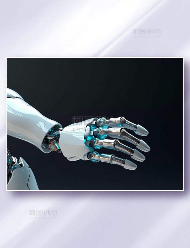 银白色智能机器人手掌手臂科技