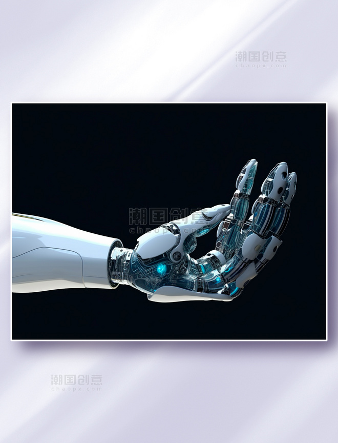 科幻人工智能机械手臂手掌白色科技
