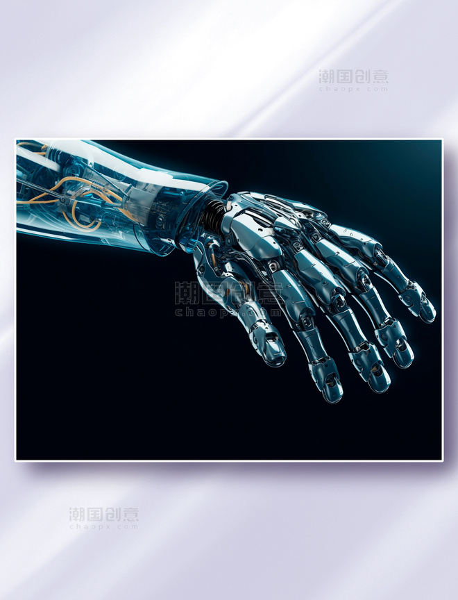 黑金色智能机器人手臂手掌科技