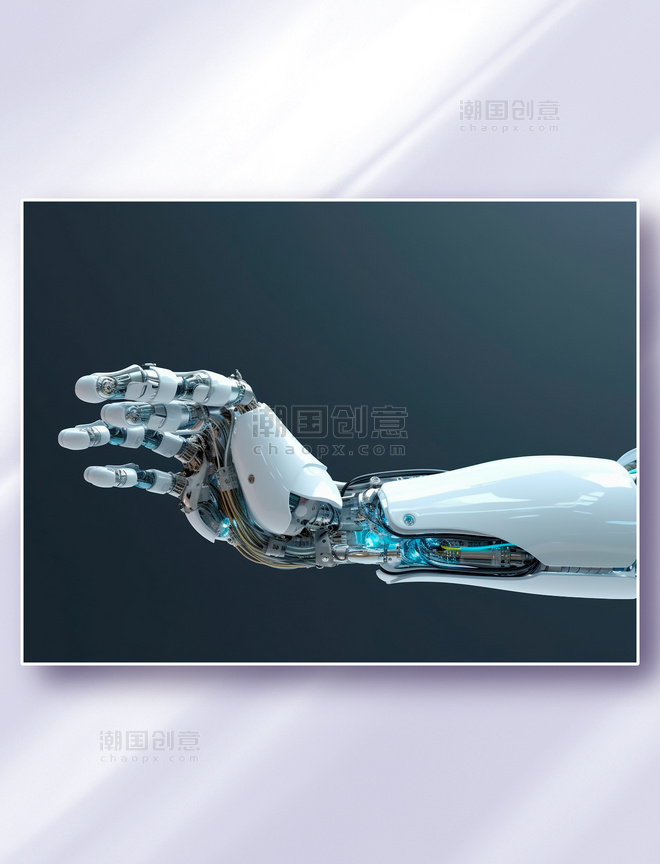 白色人工智能科幻机械手臂科技