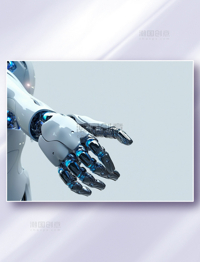 黑白配色科幻智能机器人手臂特写科技