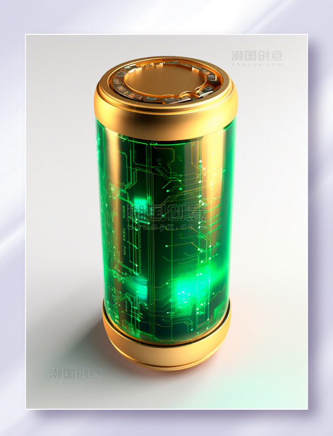 金绿色电路板新能源科幻电池