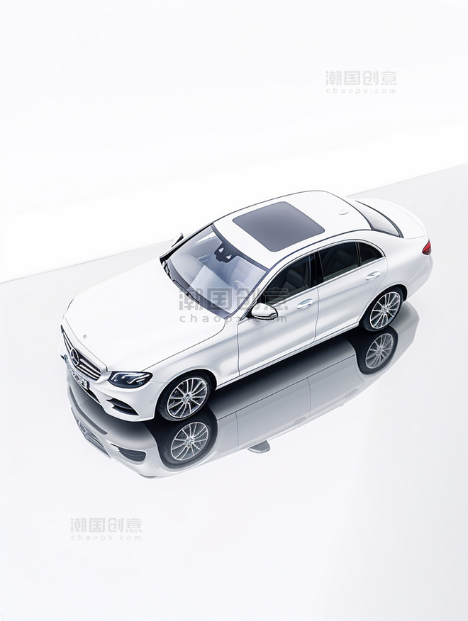超现实主义轿车白色汽车全景视角汽车摄影