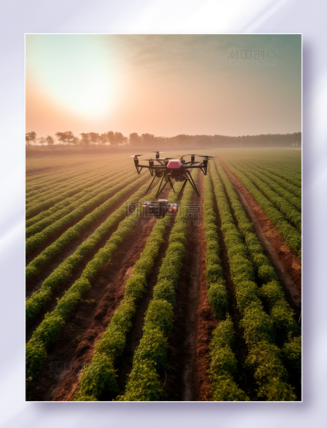 高科技智慧农业无人机巡视监测农田作物