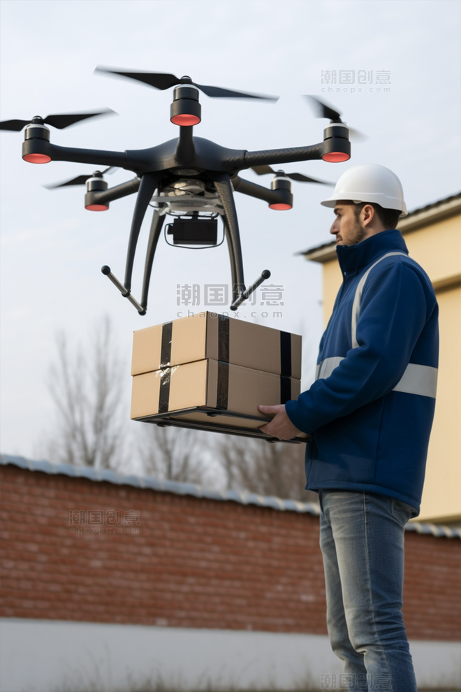 无人机城市空中飞行快递收货科技智能家电
