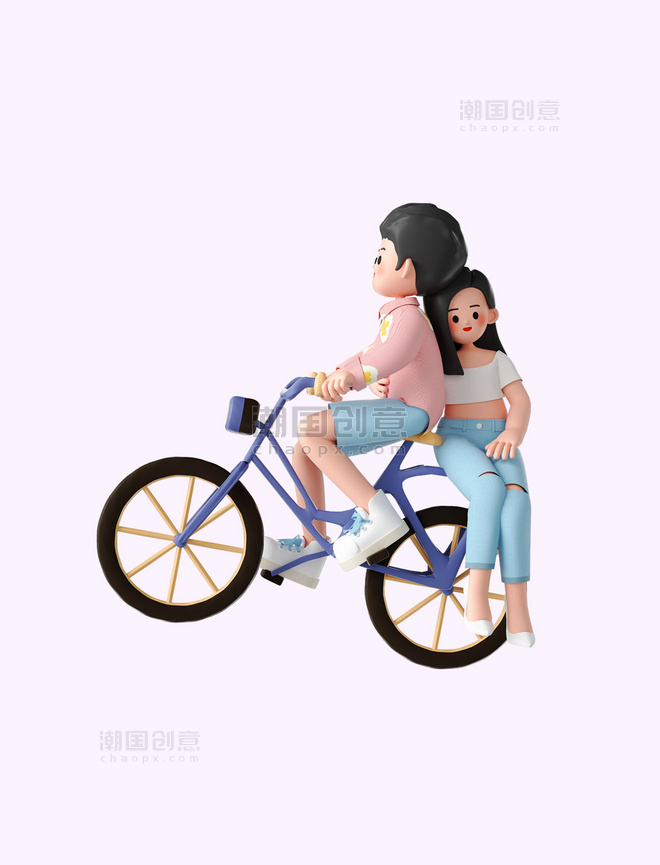 520情人节3D立体情侣骑单车