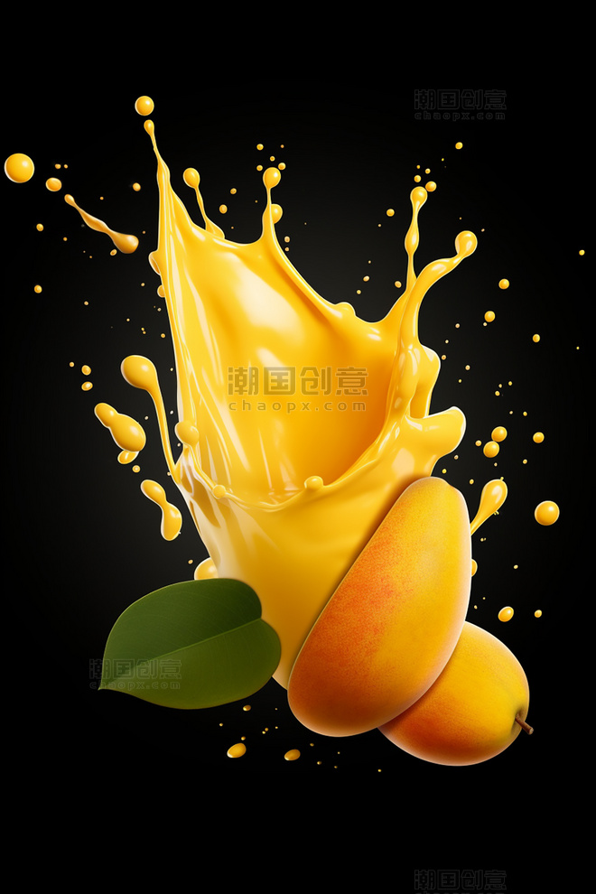 芒果牛奶海报几个芒果牛奶飞溅插图