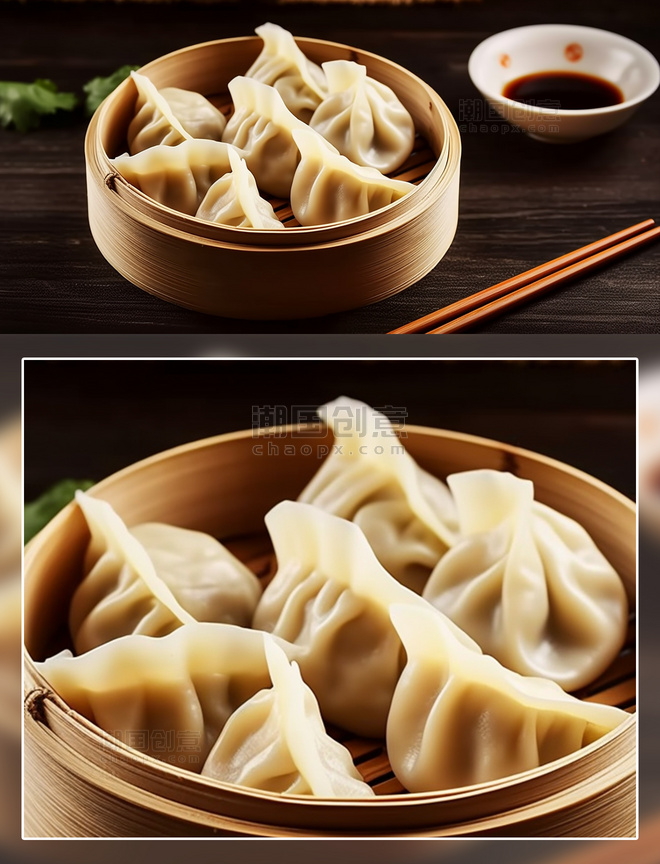 中式小吃早餐蒸饺美食摄影餐饮食物