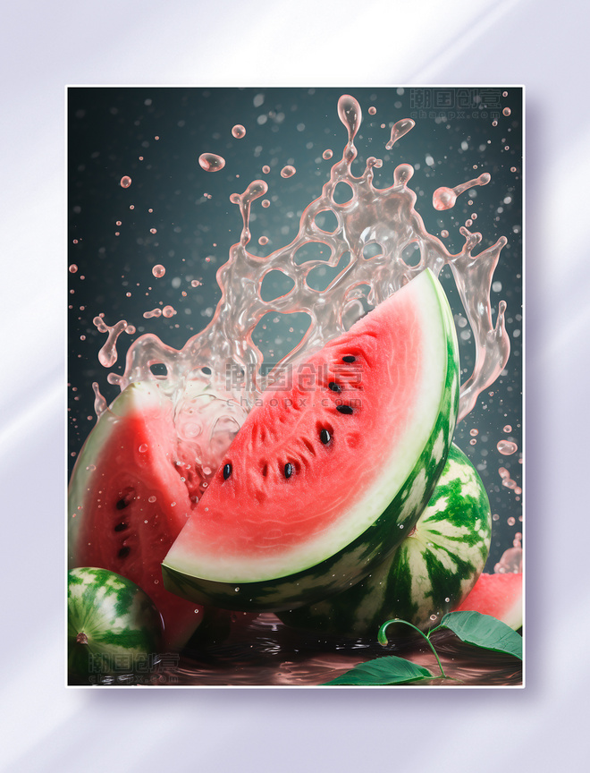 新鲜西瓜水果高清摄影美食广告图