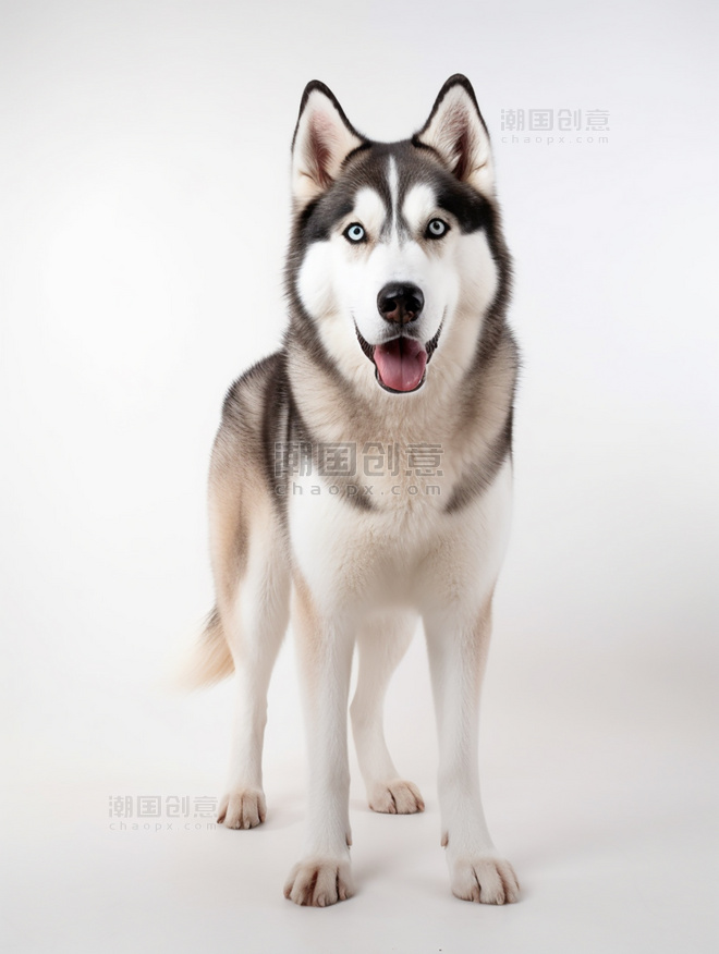 宠物摄影风格动物摄影一张哈士奇狗狗照片全身照高质量获奖