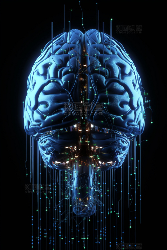 未来科技风冷色ai人工智能科技技术芯片大脑数据线路传输15