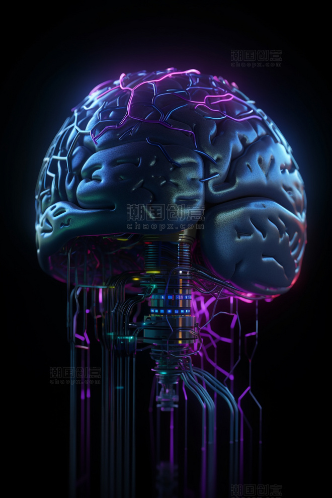 未来科技风冷色ai人工智能科技技术芯片大脑数据线路传输31