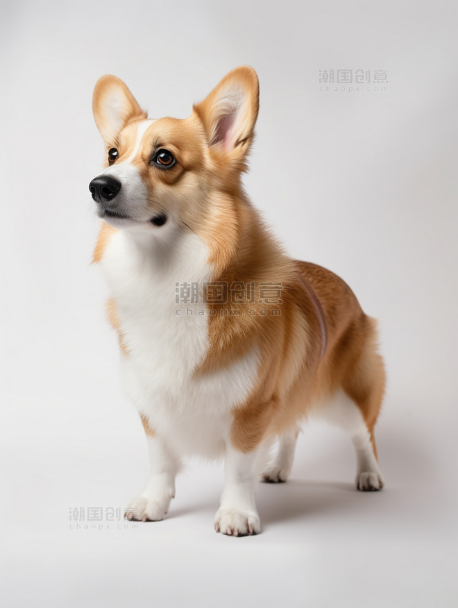 获奖宠物摄影风格超级清晰动物摄影一张柯基狗狗照片全身照高质量