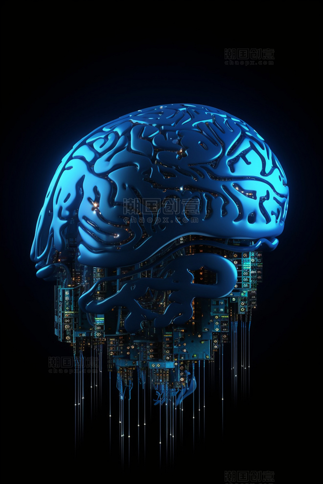 未来科技风冷色ai人工智能科技技术芯片大脑数据线路传输12