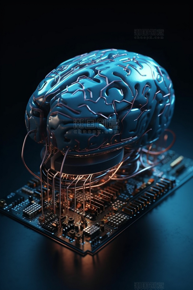未来科技风冷色ai人工智能科技技术芯片大脑数据线路传输19