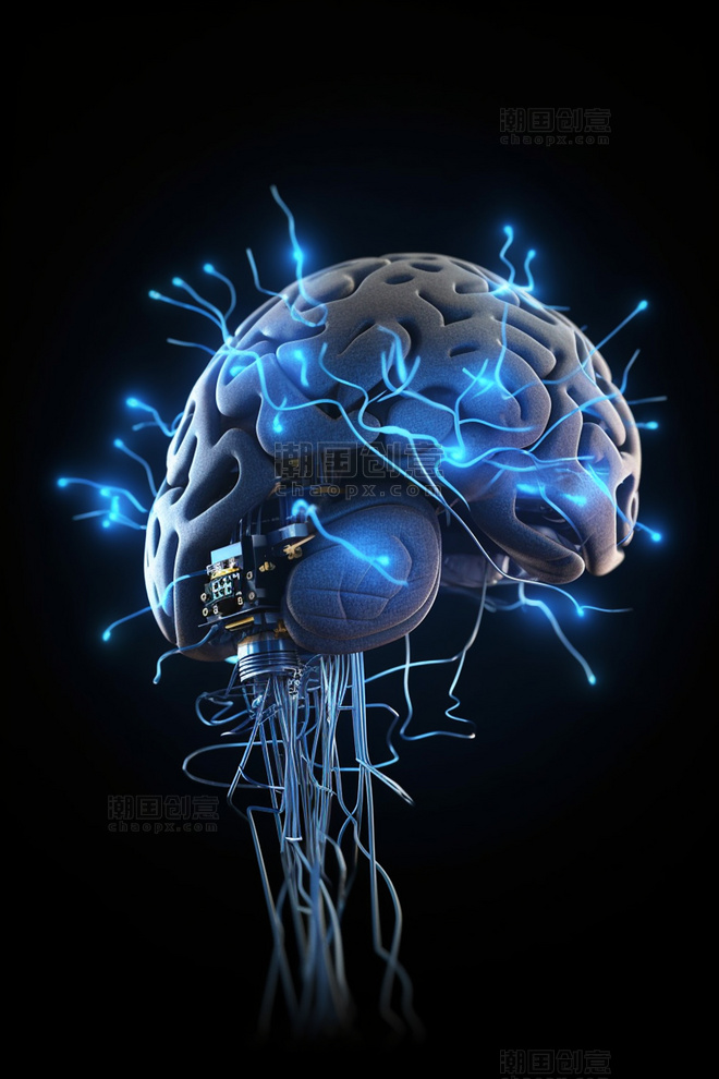 未来科技风冷色ai人工智能科技技术芯片大脑数据线路传输16