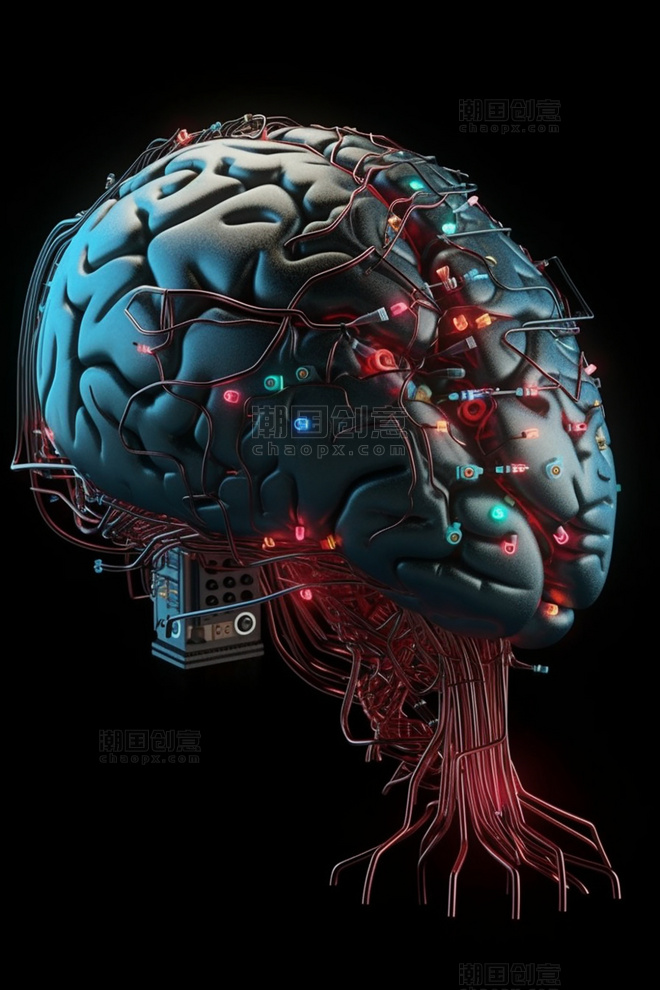 未来科技风冷色ai人工智能科技技术芯片大脑数据线路传输21