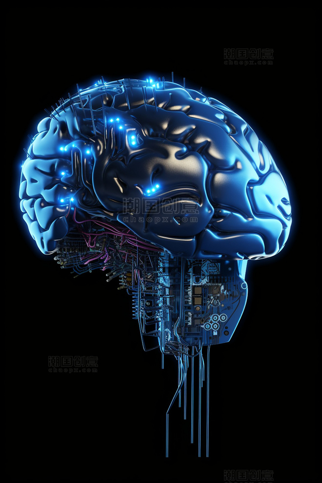 未来科技风冷色ai人工智能科技技术芯片大脑数据线路传输13