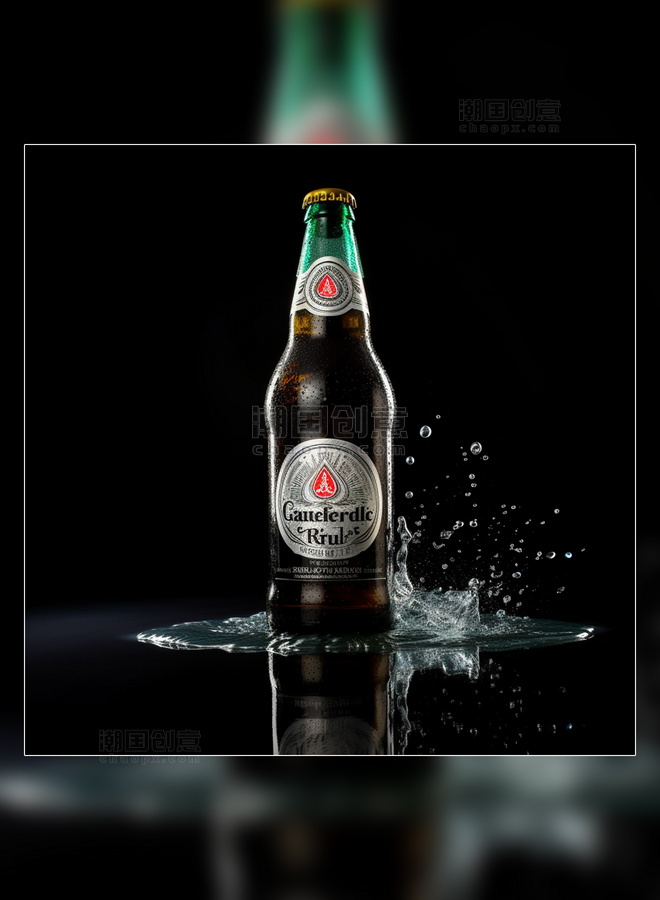 专业摄影棚产品摄影啤酒摄影夏日冰镇啤酒一瓶啤酒泼水