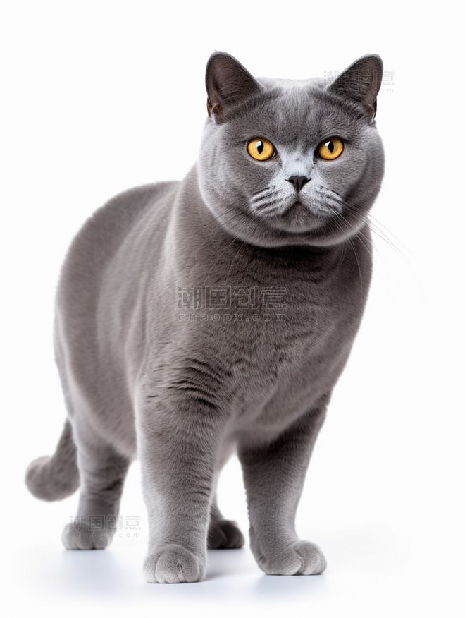 超级清晰猫猫动物摄影一张英国短毛猫照片全身照高质量获奖宠物摄影风格