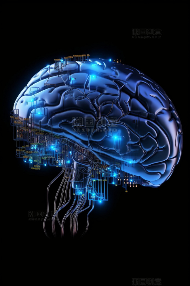 未来科技风冷色ai人工智能科技技术芯片大脑数据线路传输17