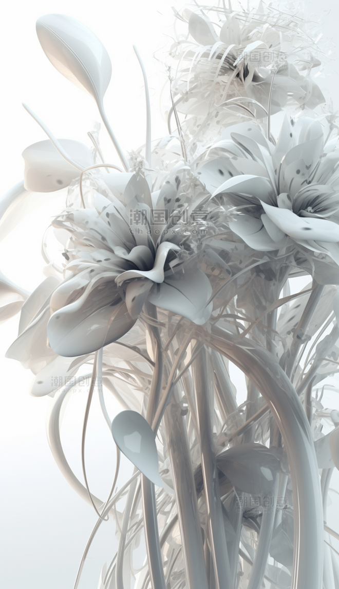 特写植物白色纯色玻璃花