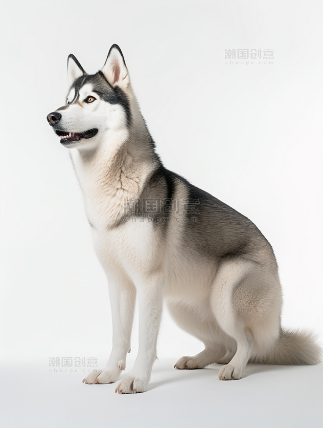哈士奇动物摄影一张狗狗照片全身照高质量获奖宠物摄影风格