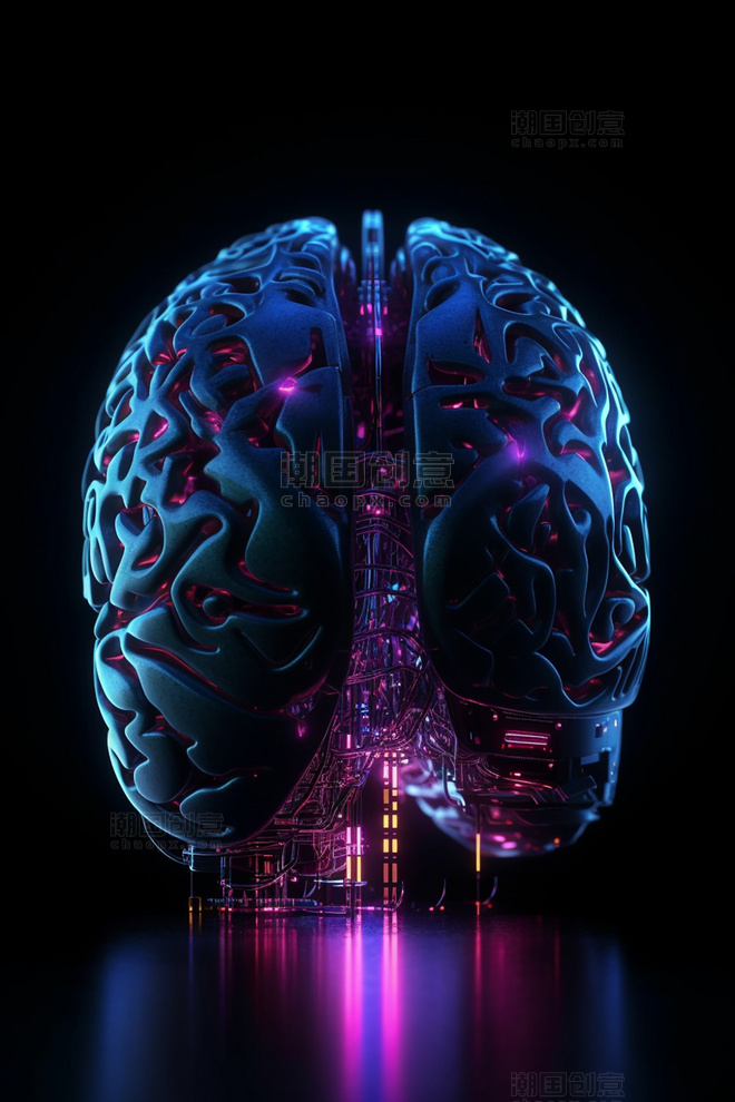 未来科技风冷色ai人工智能科技技术芯片大脑数据线路传输32