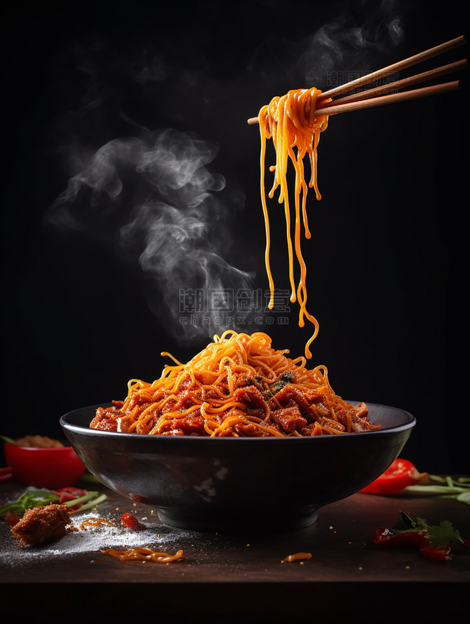 高清食物拍摄一碗炒面中餐中式餐饮川菜中国菜摄影图