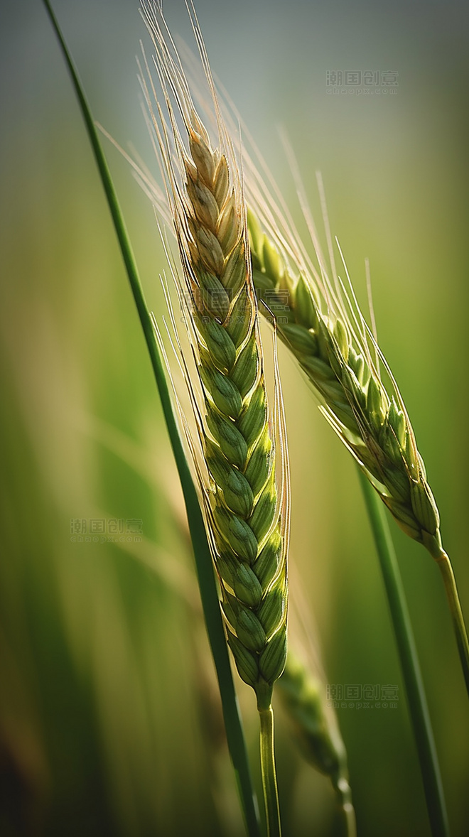 蓝天白云摄影图阳光明媚的春天小满春天小麦麦穗一片麦田