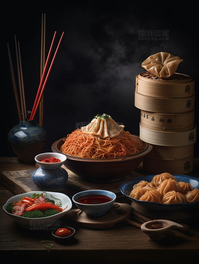一桌子食物拍摄中餐中式餐饮川菜中国菜摄影图高清