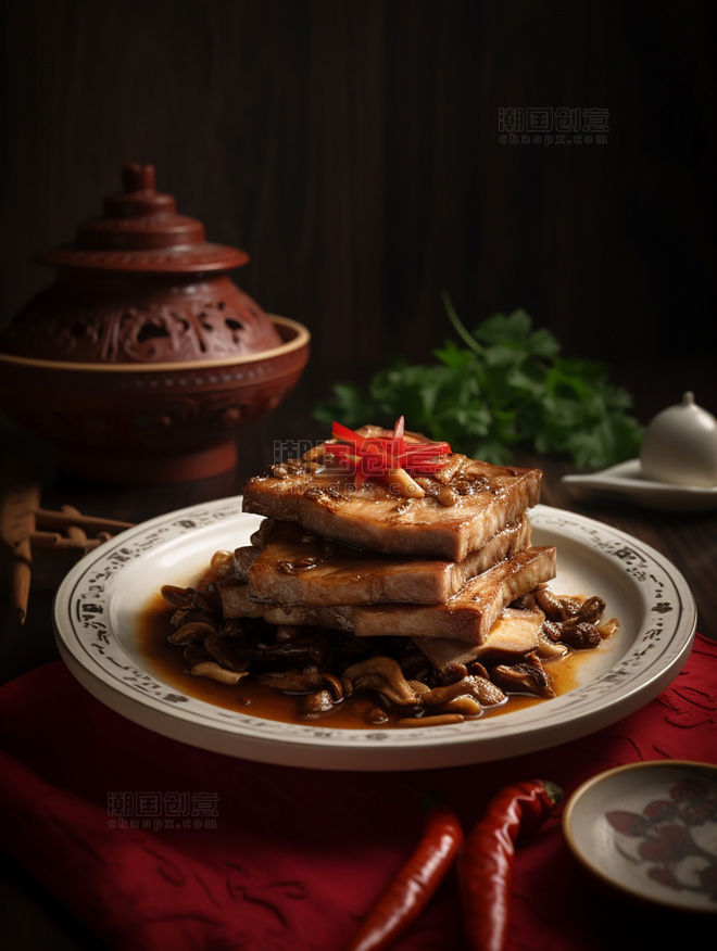 美味煎豆腐中餐中式餐饮川菜中国菜摄影图高清食物拍摄