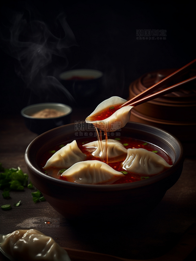 美味馄饨中餐中式餐饮川菜中国菜摄影图高清食物拍摄