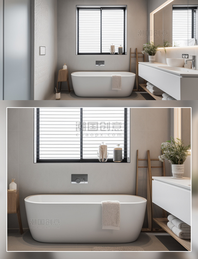 现代简洁浴室场景摄影房间室内装修