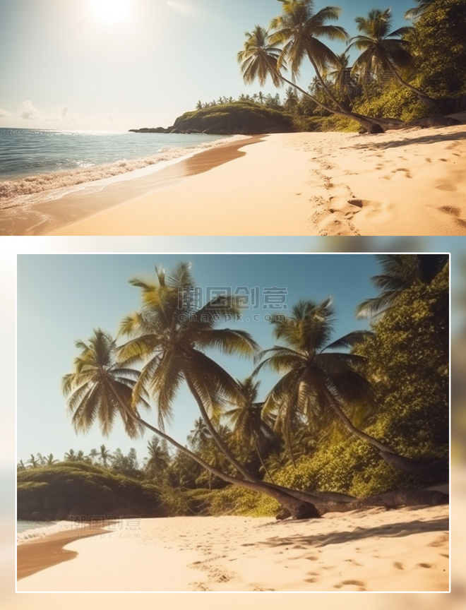 海边沙滩椰子树夏天摄影夏季度假