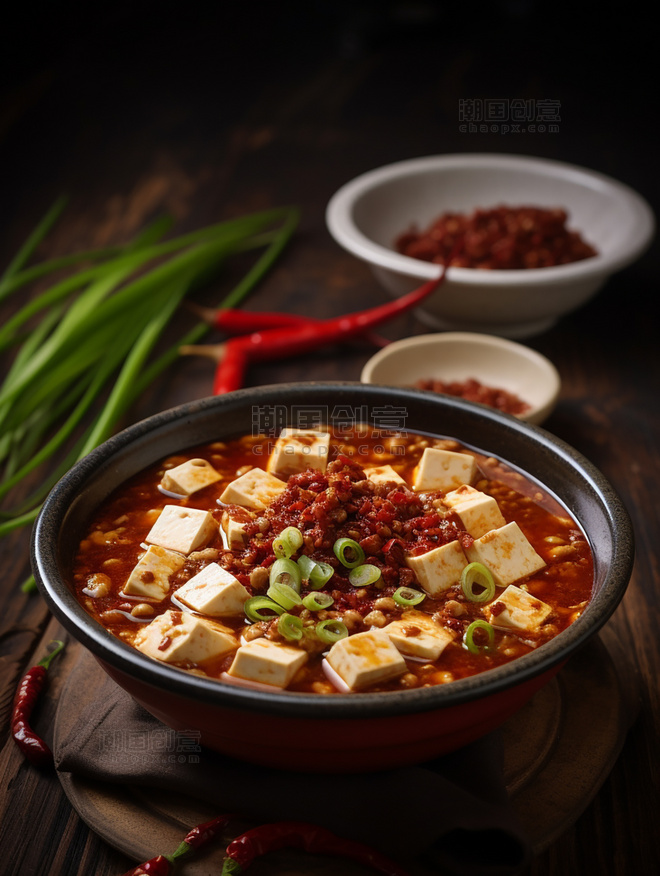 中国菜麻婆豆腐中餐中式餐饮川菜摄影图高清食物拍摄