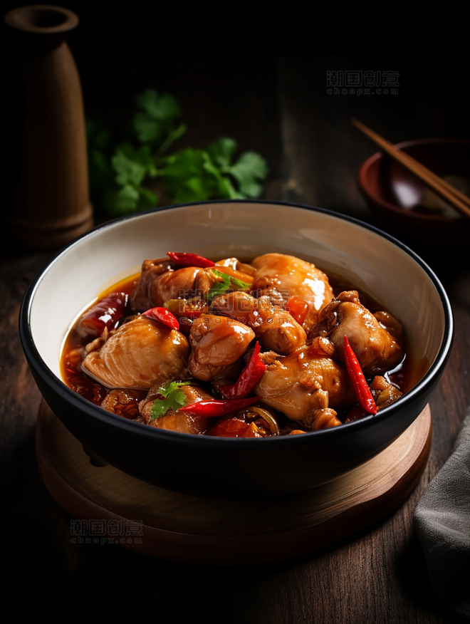 中餐中式餐饮美味炖鸡肉川菜中国菜摄影图高清食物拍摄