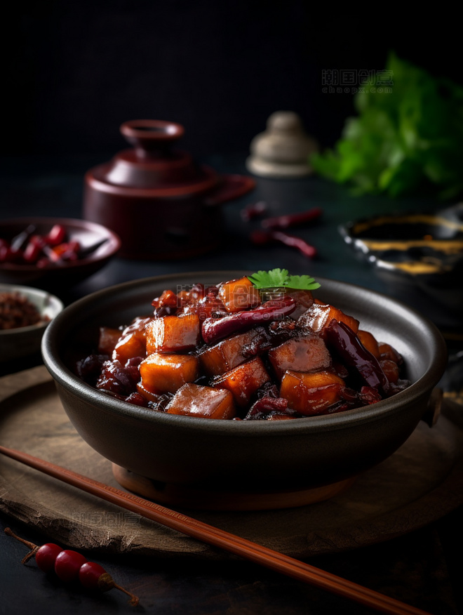 红烧肉中餐中式餐饮川菜中国菜摄影图高清食物拍摄
