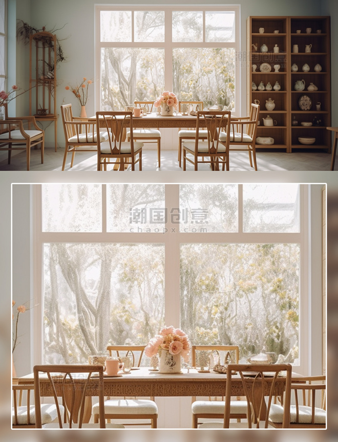 新中式茶室茶具桌子摄影房间室内装修