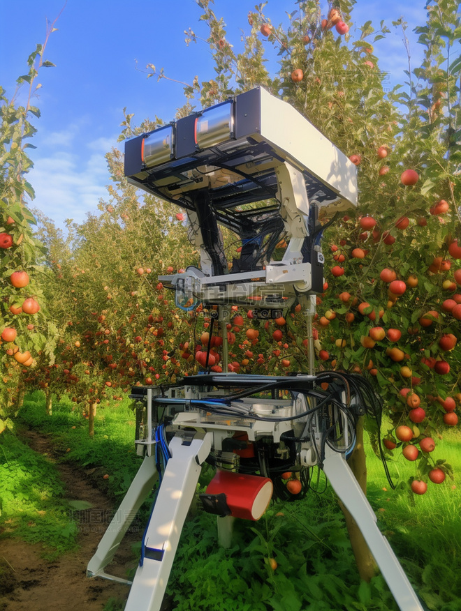 科幻智能自动采摘机采集苹果采摘机械爪洒水装置包装装置