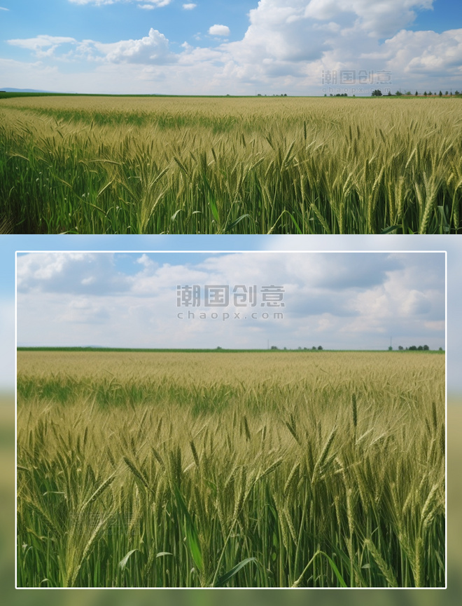 绿色稻田水稻农作物摄影