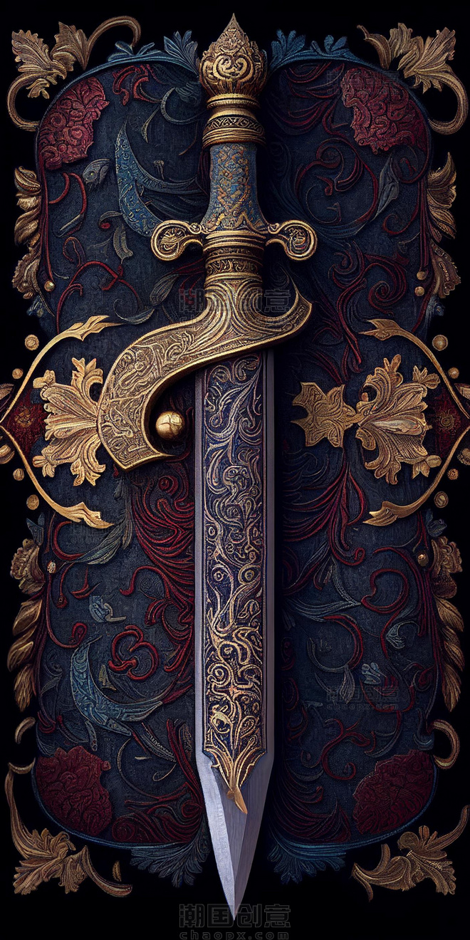 中世纪宝剑地毯插画