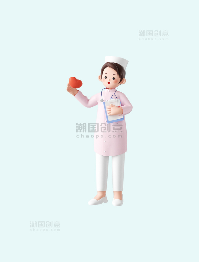 五一劳动节3D立体职业人物形象C4D护士