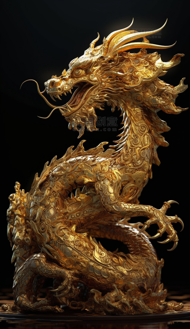 黄金中国龙神兽动物