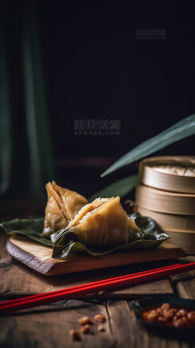 中国传统节日高清食物拍摄端午节美食特色糯米粽子美味粽子摄影图
