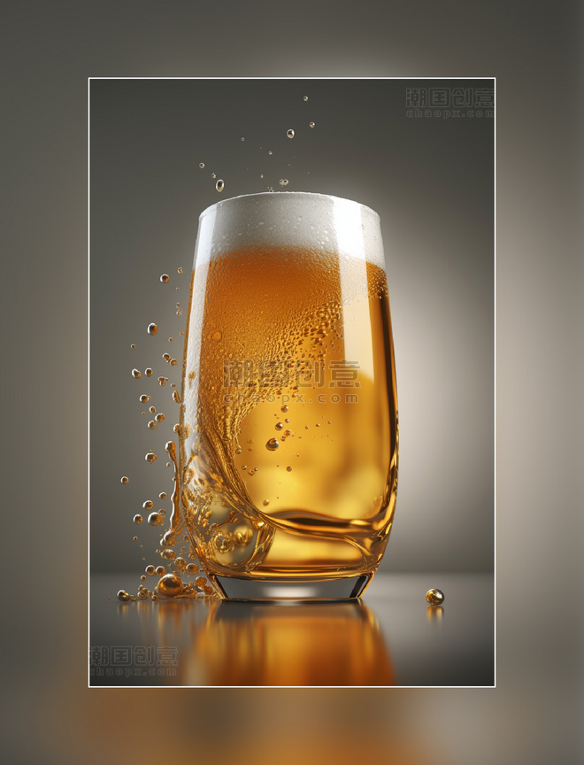 气泡啤酒玻璃杯摄影