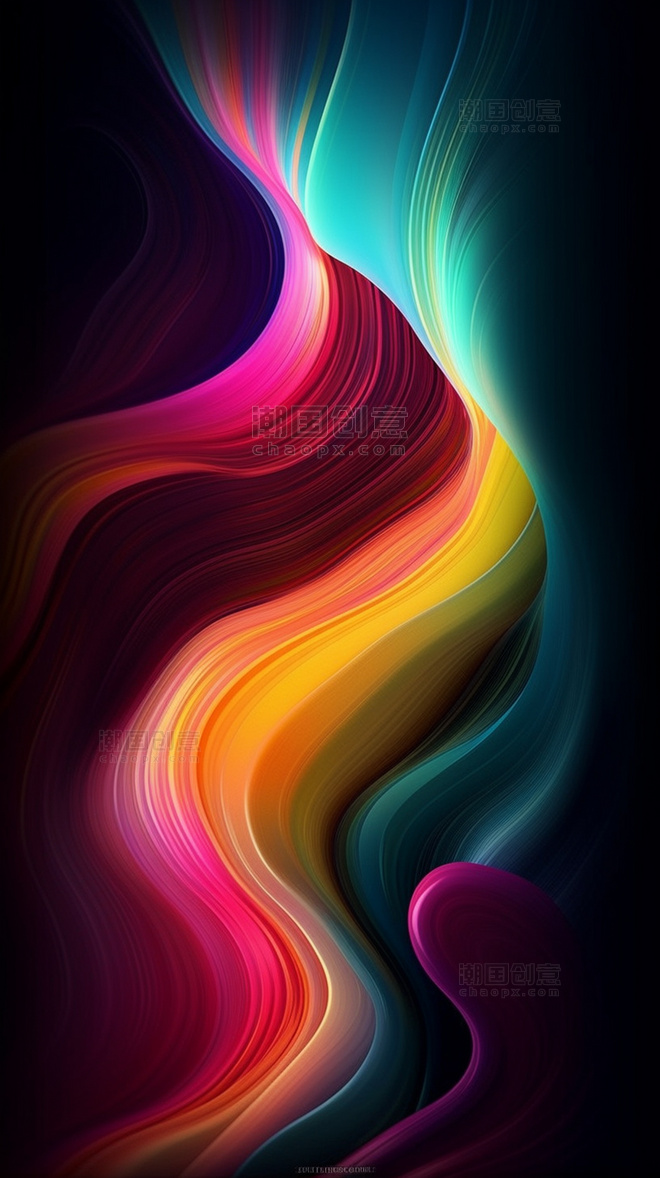 抽象彩色曲线数字艺术