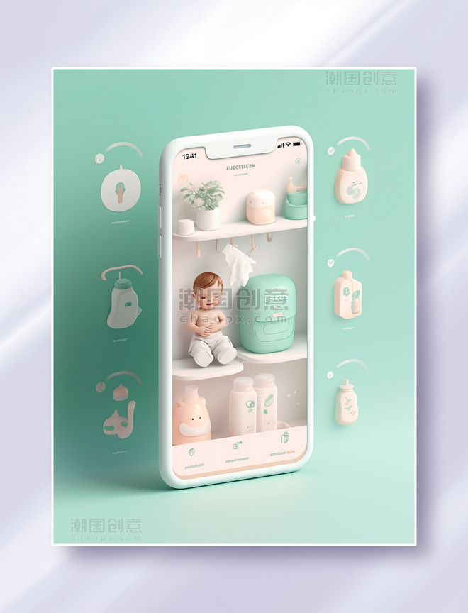 母婴用品主题手机APP首页界面设计UI